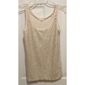 SM J Crew cream sequin tank top
